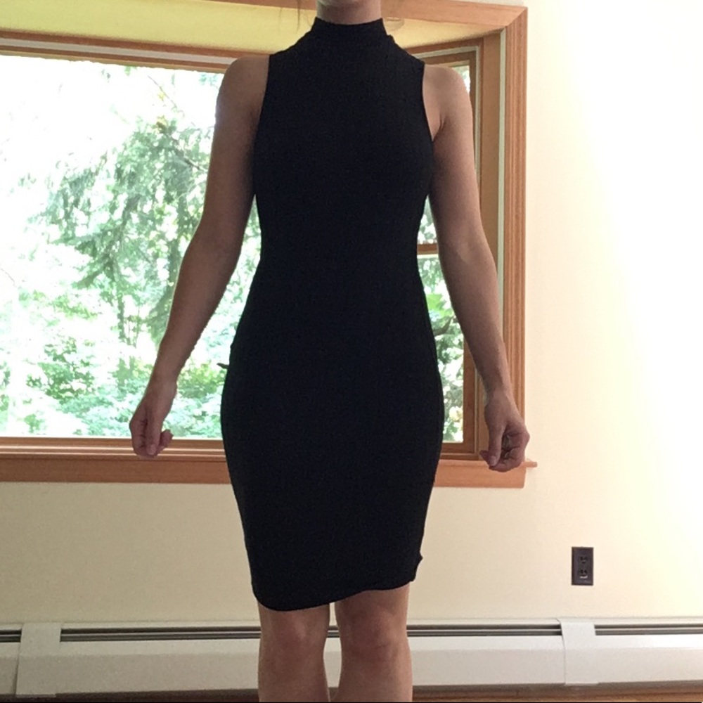 UO Glamorous Black Form Fitting Ribbed Mini Dress